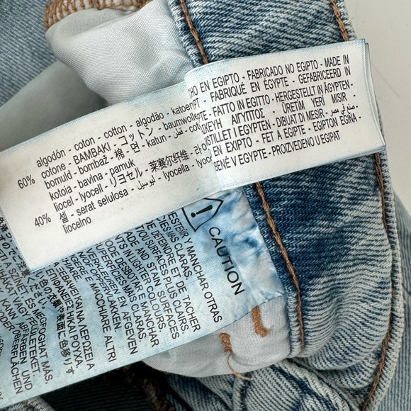 ZARA Wide Leg Flare Jeans Light Wash High Rise US 4 High Waist Crop Denim Pants - Picture 6 of 12